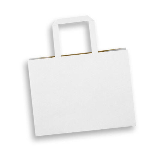 Medium Flat Handle Paper Bags White